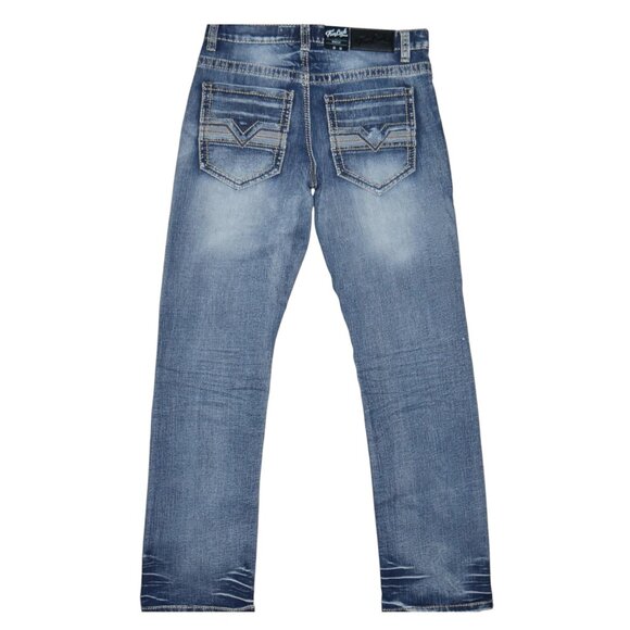 NEW True Luck Bootcut Jeans Men's Size 34x30 Thick Stitch Dark Wash BKE - Picture 3 of 9